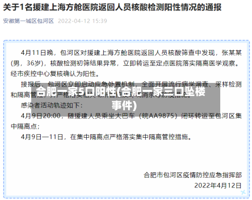 合肥一家5口阳性(合肥一家三口坠楼事件)